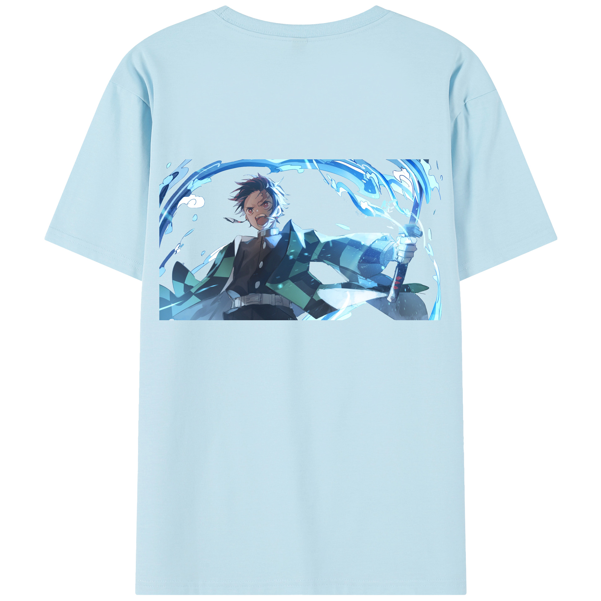 （画像用） 鬼滅の刃 竈門 炭治郎／かまど たんじろう Kamado Tanjirou 綿100％半袖Tシャツ（背面プリント）